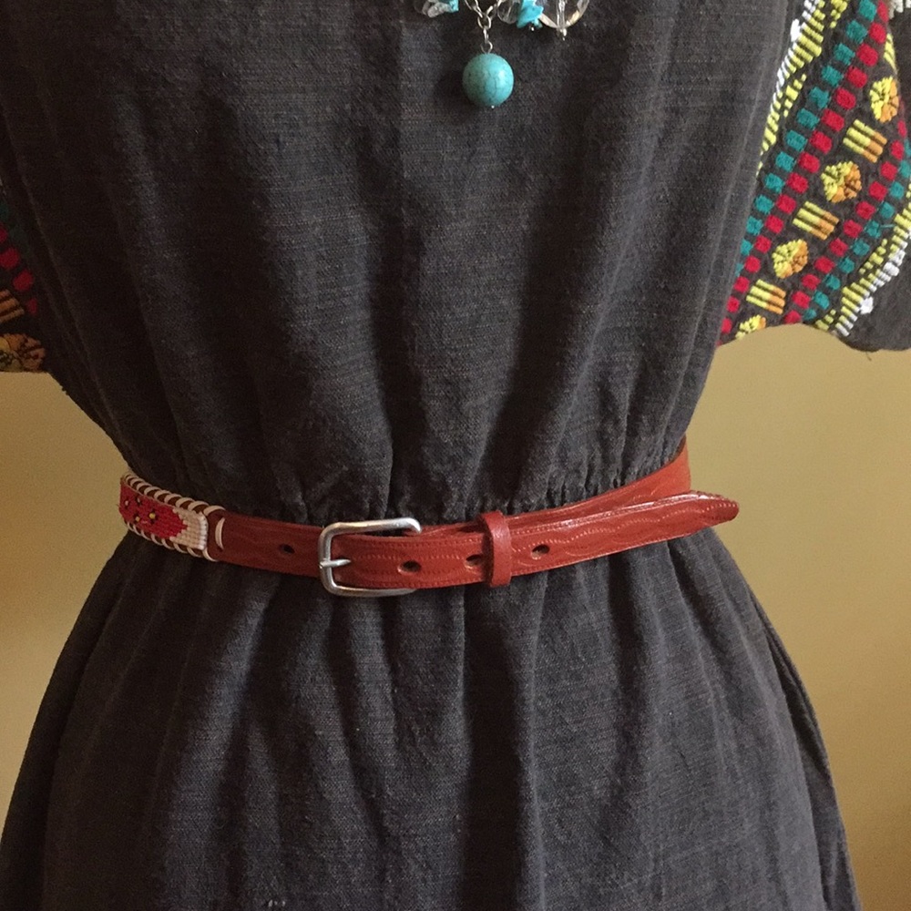 Vintage Navajo Style Beaded Leather Belt